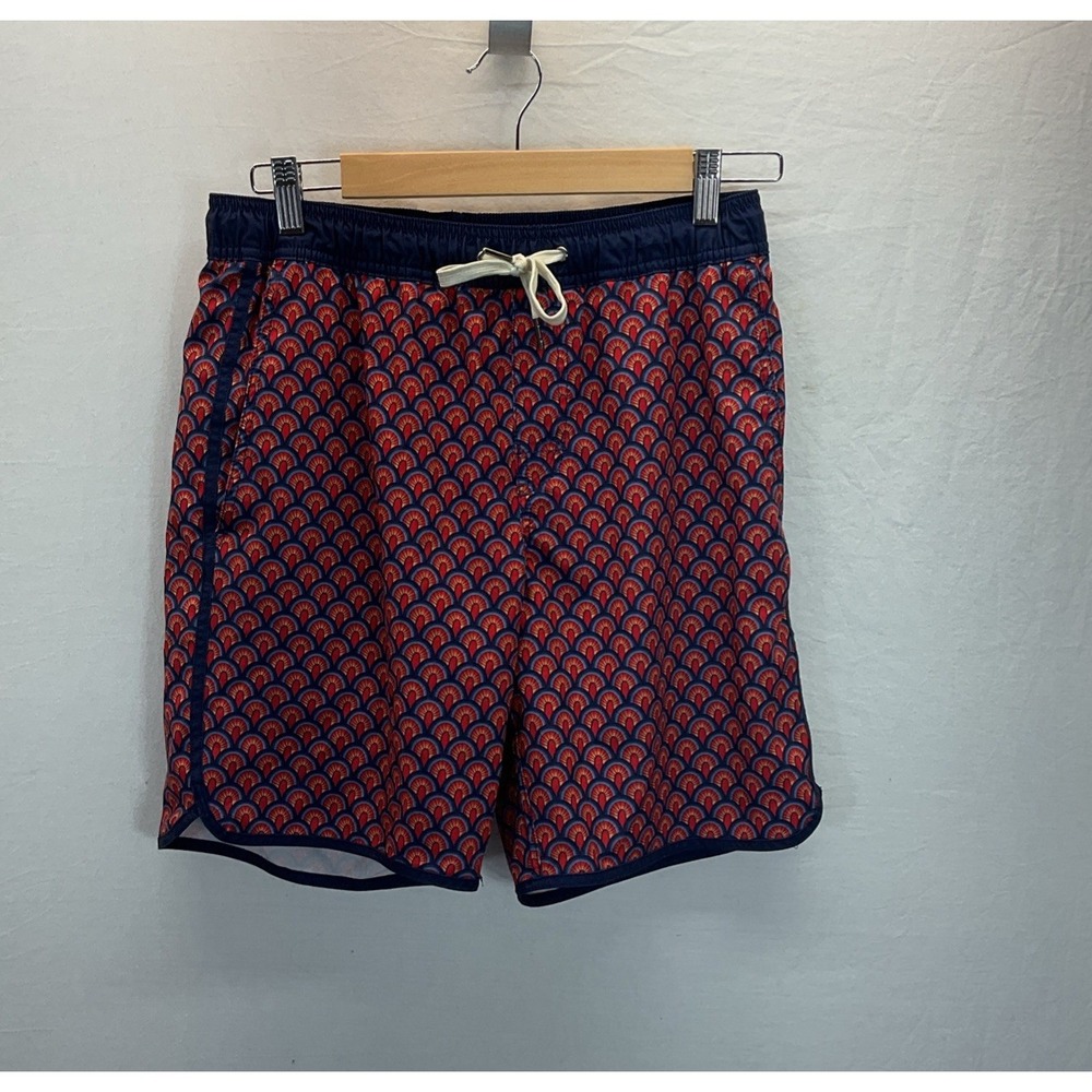 Fair Harbor Swim Trunks Shorts Men's S Blue Orange  The‎ Anchor Lined 8" Stretch